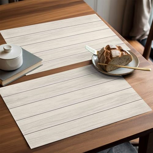 Vintage Country Wooden Board Placemats Set of 6 Washable Table Mats