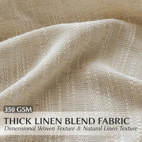 Beige Semi Sheer Light Filtering Linen Curtains 84 Inches for Living