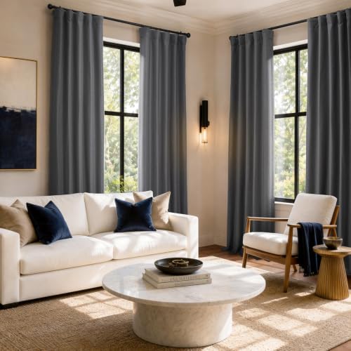 HPD Half Price Drapes Bellino Textured Faux Linen Room Darkening
