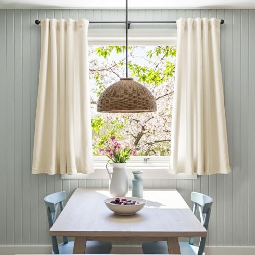 Lazzzy Ivory Velvet Curtains 63 Inch Length Drapes for Living Room