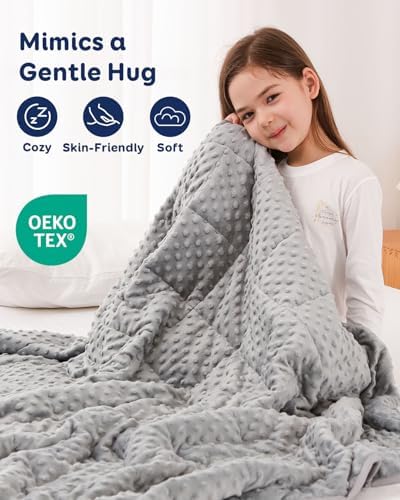 Kivik 10lbs Weighted Blanket, Cooling Soft Minky Dot Heavy Blankets