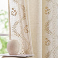 jinchan Floral Linen Curtains 63 Inch Farmhouse Back Tab 2 Panels