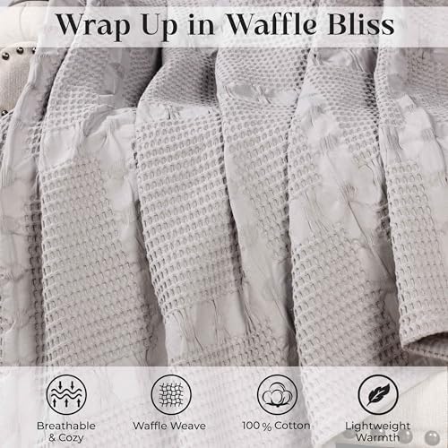 Waffle Weave Honeycomb Cotton Blanket, Comfy Blanket for Bedroom
