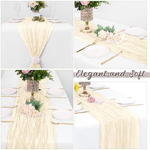 8 Pack Ivory Cheesecloth Table Runners 20x120 Inch Gauze Table Runner