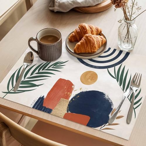 Placemats Set of 8, Boho Woven Placemat, Linen Place Mats for