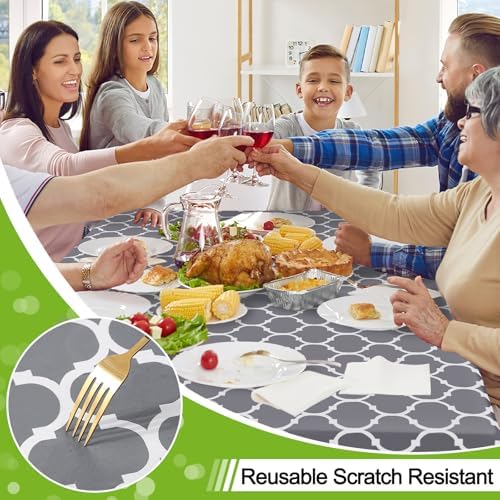Smiry Square Table Cloth, Flannel Backed Vinyl Tablecloth, 60"x60"