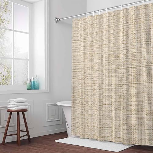 Brown Shower Curtain 84 inches Extra Long Linen Texture Modern
