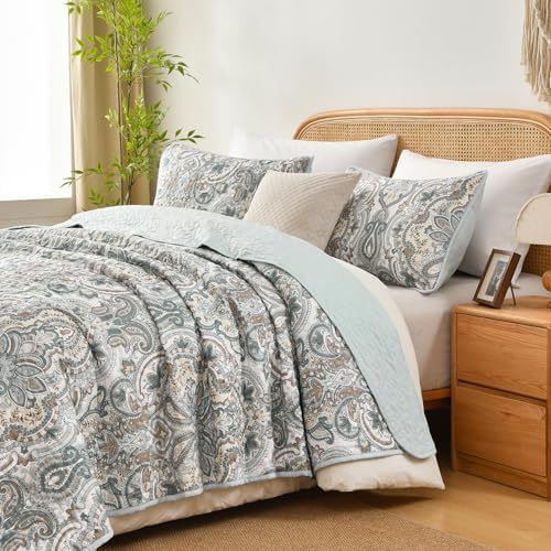 3-Piece Fine printed Oversize (100" X 95") Quilt Set Reversible