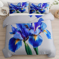 Plant Iris Duvet Cover King Grey 3PCS Bedding Set for Kids and Adults