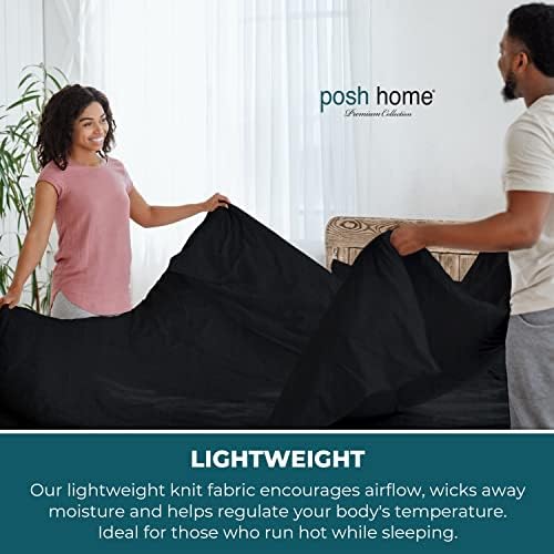 Posh Home King Size Jersey Knit Sheet Set, 4-Piece - Soft & Breathable