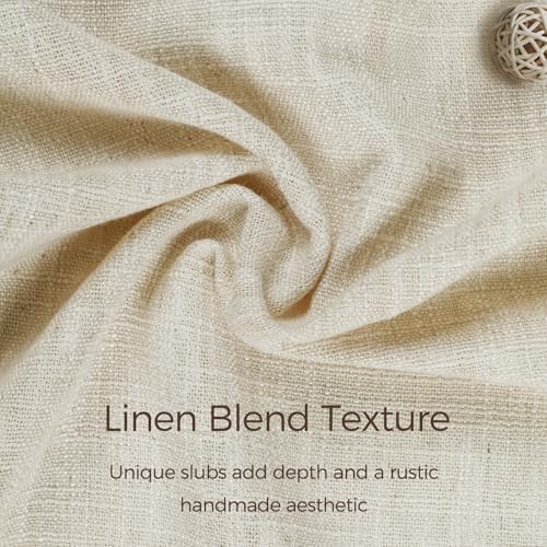 TWOPAGES Linen Room Darkening Rod Pocket Curtain, Sand Beige, 50Wx108L
