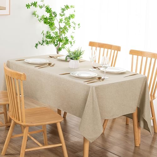 DWCN Rectangle Faux Linen Tablecloth, Table Cover, 54 x 108 Inch
