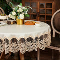 ARTABLE Beige Waterproof Lace Round Tablecloth Macrame Wedding 70 Inch