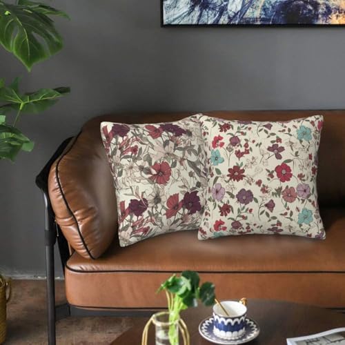 2 PCS Boho Pillow Covers 18x18, Red Neutral Throw Pillow Cover, Cute