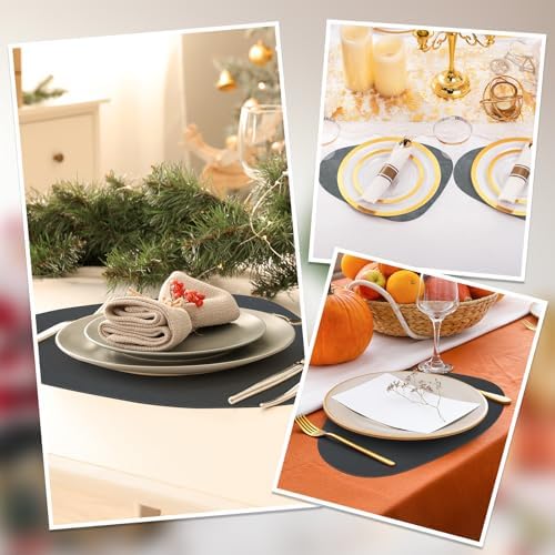 comfoyar Faux Leather Placemats and Coasters Set of 6, 13x16.5 Inch