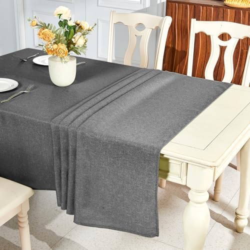 IVAPUPU Textured Linen Rectangle Table Cloth, Dark Grey, 60 x 120 Inch