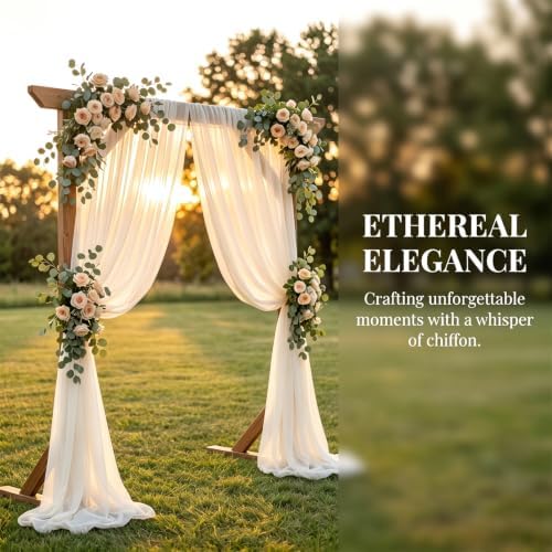 Ivory Sheer Chiffon Curtains 108 Inch Long 2 Panels Bedroom Living