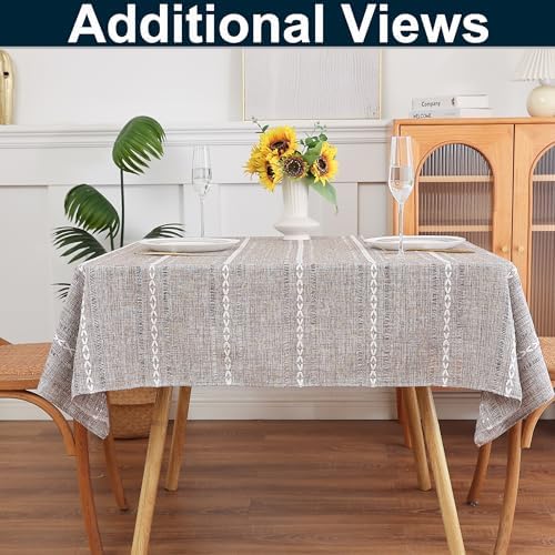 Gernaice Square Tablecloth Cotton Linen Table Cover 70” x 70” Dark