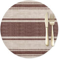 Brown Stripes Placemats Set of 6 Beige Tan Center Band Linen Texture