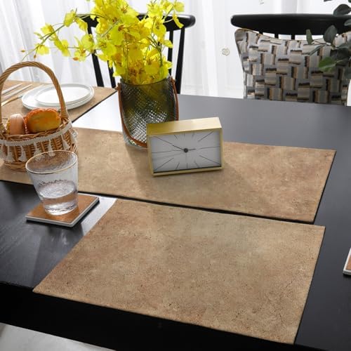 Brown Beige Vintage Table Runner and Placemats for Dining Table