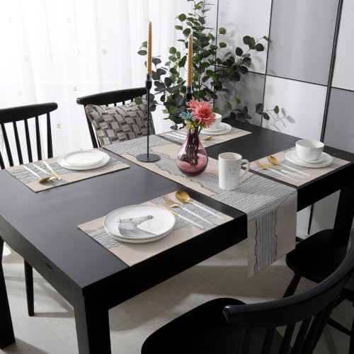 Ripped Paper Table Mats Set of 6 with Table Runner 90 Inches