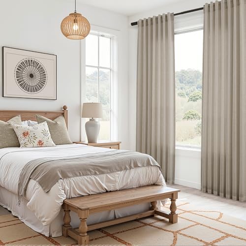 Joywell Linen Curtains 84 Inches Long for Living Room Cobblestone
