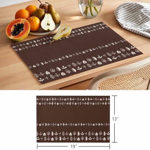 Placemats Set of 8, Rustic Botanical Woven Placemat, Linen Place Mats