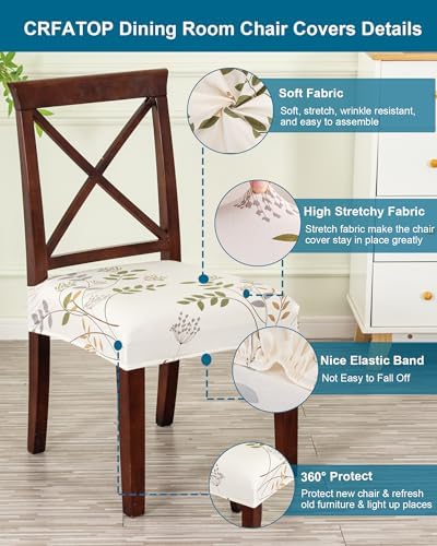 CRFATOP Waterproof Dining Chair Seat Cover Set of 4 Stretch