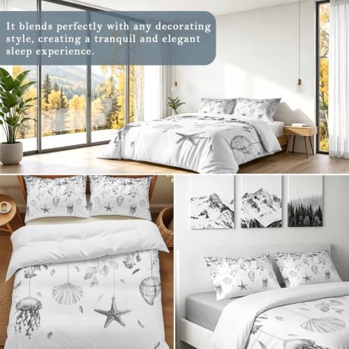 3 Pieces Duvet Cover Starfish Shell Leaves Luxury Soft Comforter Cover
