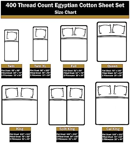 SUPERIOR Egyptian Cotton 400 Thread Count Bed Sheet Set, 1 Elastic