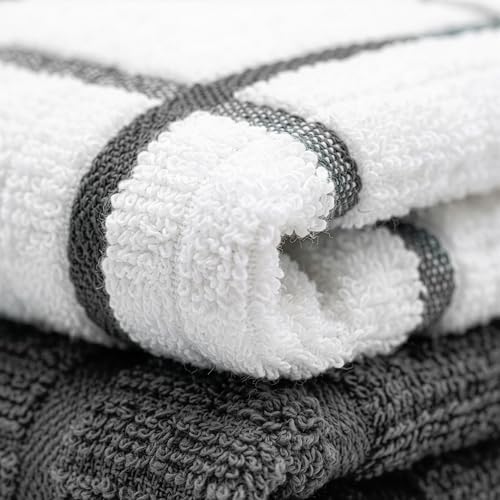 DecorRack 100% Cotton Kitchen Towels 16x27 in, Gray Set (Pack of 4)