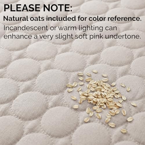 Beige King Quilt Set with 2 Quilted Pillow Shams, Summer Bedspread