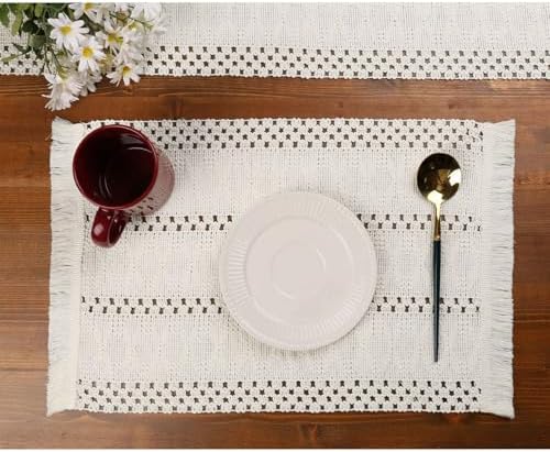 FunWheat Boho Cloth Placemats Set of 4 Farmhouse Natural Place Mats