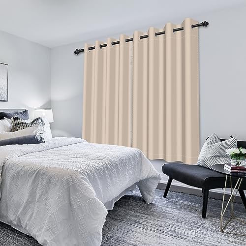 Ivory Blackout Curtains for Bedroom Living Room 2 Panels Solid Cream