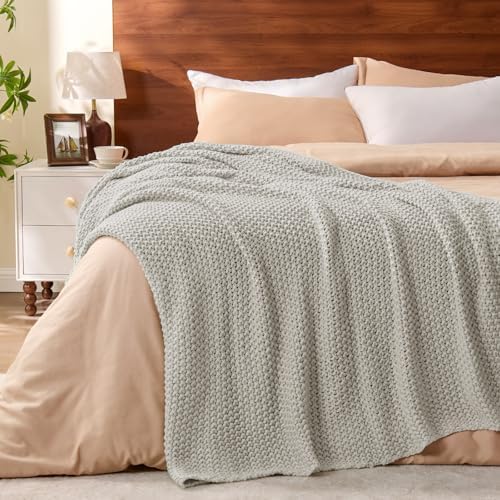 BEDELITE Cozy Chunky Cable Knit Throw Blanket for Couch
