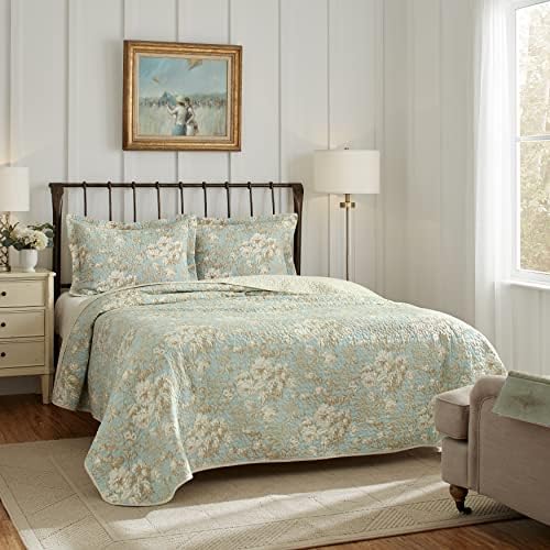 Laura Ashley Home - Twin Quilt Set, Cotton Reversible Bedding with