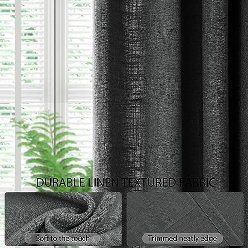 Macochico Light Filtering Curtains 63 Inches Long Linen Drapery Panels