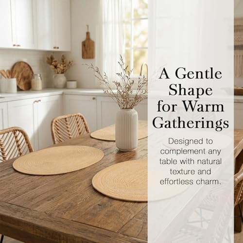 Placemats Set of 8, Woven Oval Braided Dining Table Mats(Beige Brown)