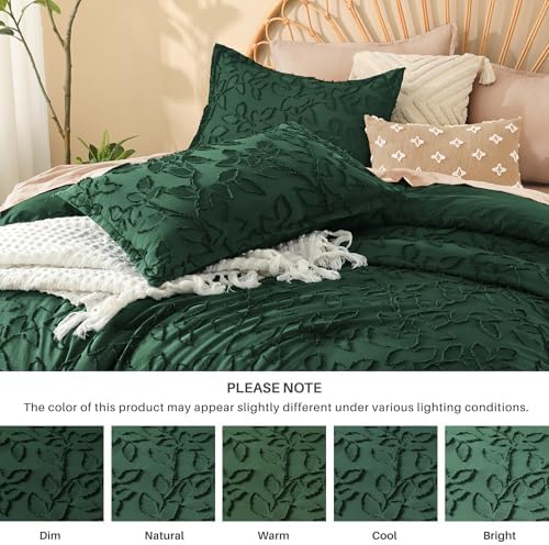 Litanika King Comforter Set, 3PCS Emerald Green Boho Tufted Bedding