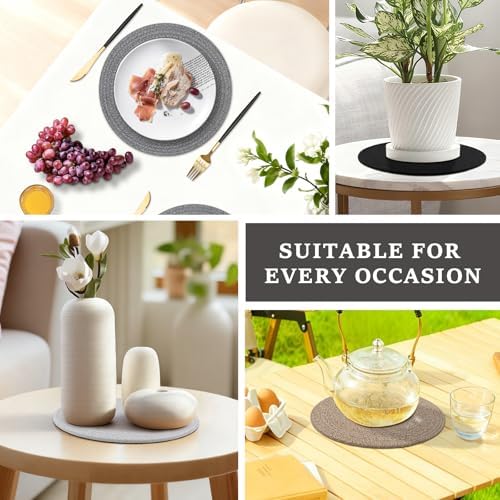 Round Placemats Set of 6, Cotton Rope Woven Table Mats, Hot Pads for