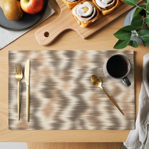 Round Placemats Set of 12 Minimalist Taupe Waves Place Mats