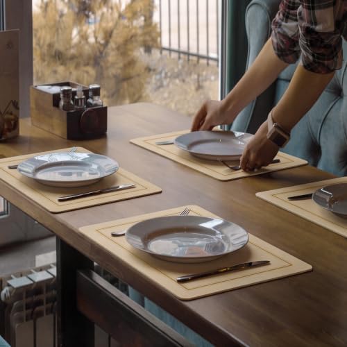 6 Sets Classic Cork Placemats Backed Placemats Cream