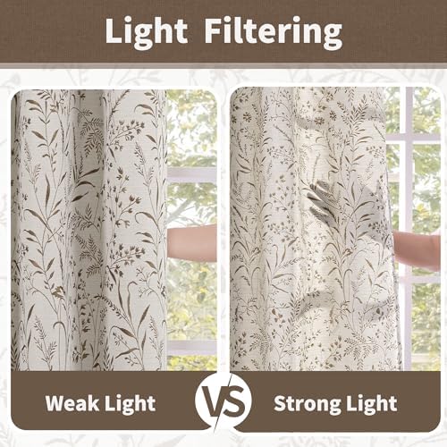BGment Brown French Country Curtains for Living Room - Fall Jacquard