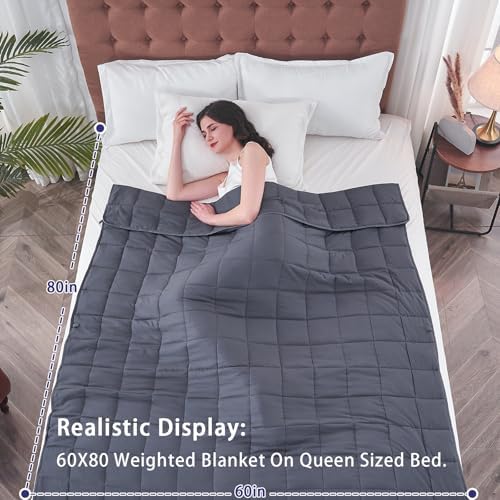 yescool Weighted Blanket for Adults 17lbsQueen Size, 60" x 80", Grey