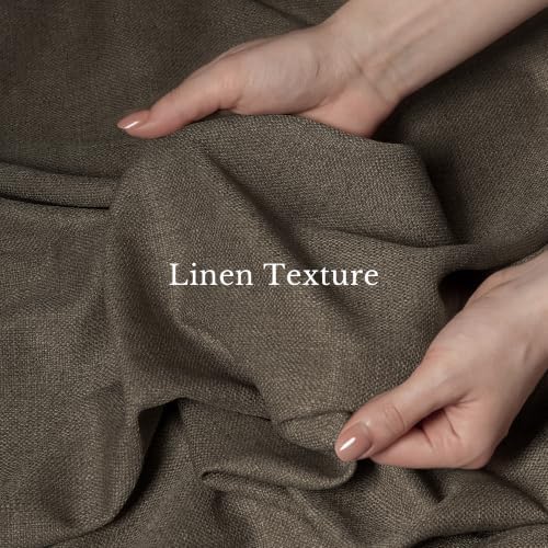 NICETOWN Pinch Pleated Taupe Thick Linen Curtains, W40xL96, 2 Panels