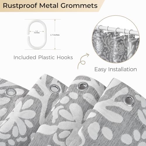 LXBNI Gray Shower Curtain for Bathroom, Embossed Textured, 72x72 Inch