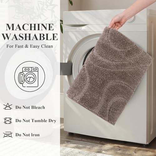 HEBE Bathroom Rugs Sets 3 Piece, Non Slip Washable Absorbent Bath Mat