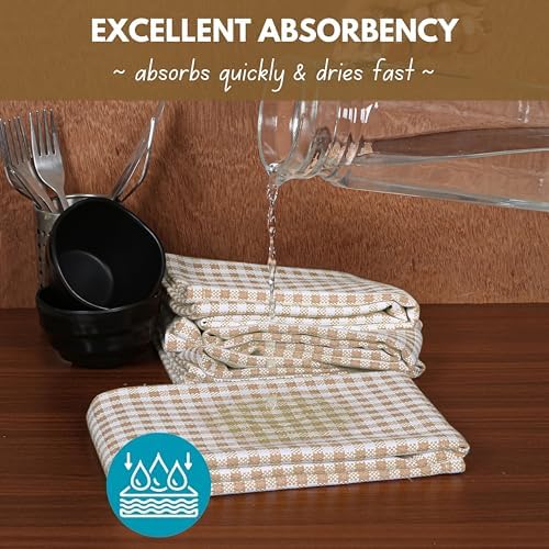 Native Fab Gingham Check Kitchen Dish Towels 16"x26" Set of 12-100%