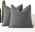 18x18 Boucle Throw Pillow Covers, Set of 2, Charcoal