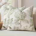 Set of 2 Decorative Floral Pillow Covers 22x22 Inch Light Green